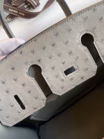 Hermes Birkin 25 Retourne Handmade Bag In Gris Tourterelle Ostrich Leather - Image 5