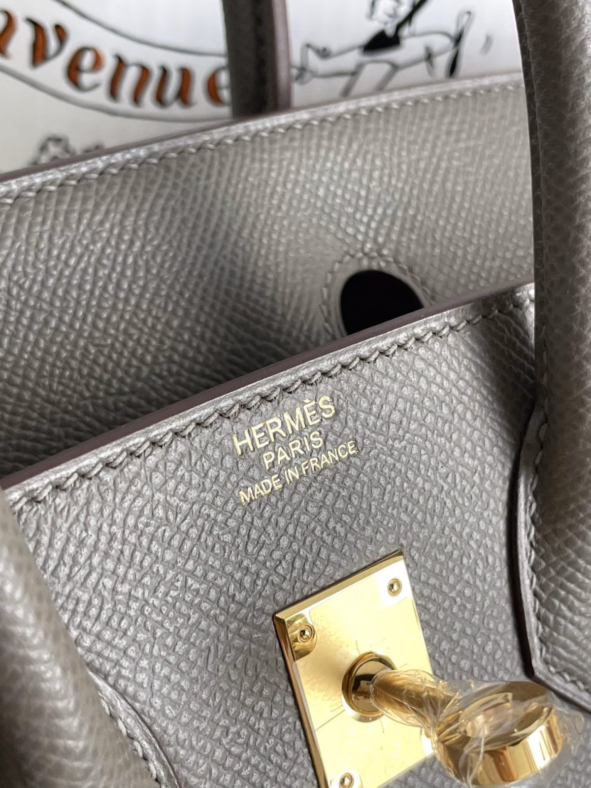 Hermes Birkin 25 Sellier Handmade Bag In Etain Epsom Calfskin - Image 6