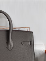 Hermes Birkin 25 Sellier Handmade Bag In Etain Epsom Calfskin - Image 4