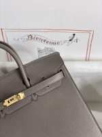 Hermes Birkin 25 Sellier Handmade Bag In Etain Epsom Calfskin - Image 5