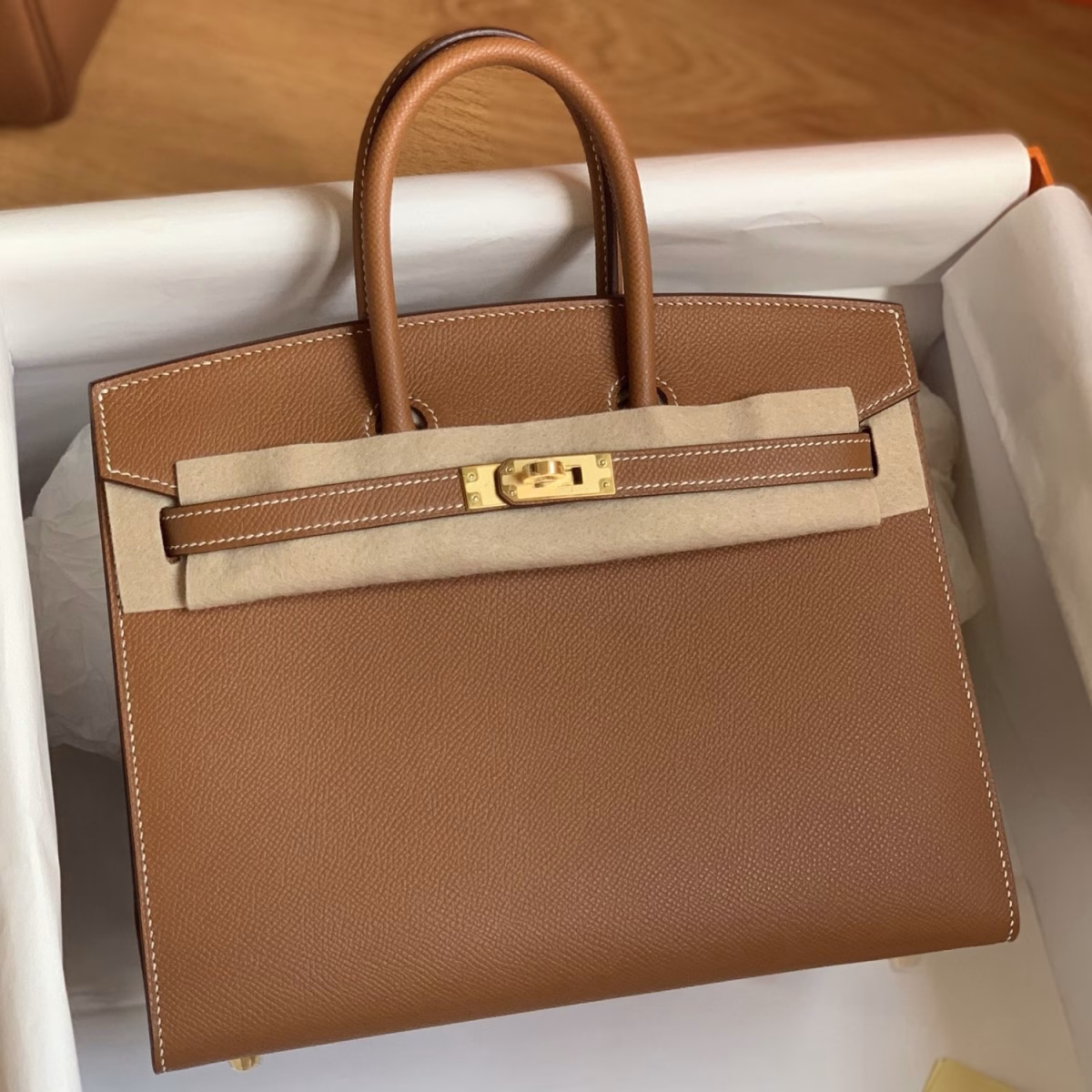 Hermes Birkin 25 Sellier Handmade Bag In Gold Epsom Calfskin - Image 1