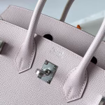 Hermes Birkin 25 Sellier Handmade Bag In Mauve Pale Epsom Calfskin - Image 8