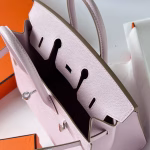 Hermes Birkin 25 Sellier Handmade Bag In Mauve Pale Epsom Calfskin - Image 6