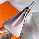 Hermes Birkin 25 Sellier Handmade Bag In Mauve Pale Epsom Calfskin - Image 9