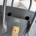 Hermes Birkin 25 Sellier Handmade Bag In Black Epsom Calfskin - Image 2