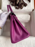 Hermes Birkin 25 Retourne Handmade Bag In Anemone Swift Calfskin - Image 9