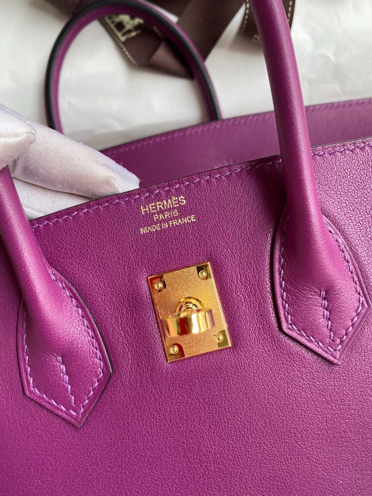 Hermes Birkin 25 Retourne Handmade Bag In Anemone Swift Calfskin - Image 2