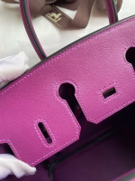 Hermes Birkin 25 Retourne Handmade Bag In Anemone Swift Calfskin - Image 4