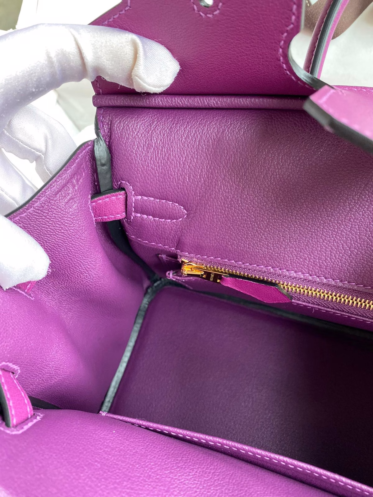Hermes Birkin 25 Retourne Handmade Bag In Anemone Swift Calfskin - Image 5