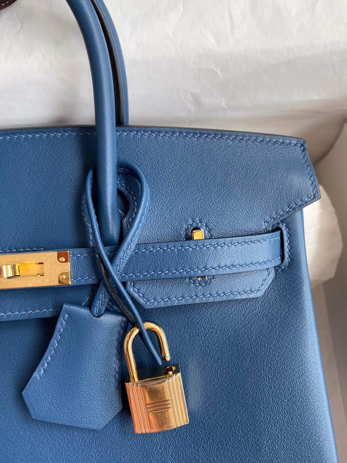 Hermes Birkin 25 Retourne Handmade Bag In Deep Blue Swift Calfskin - Image 7