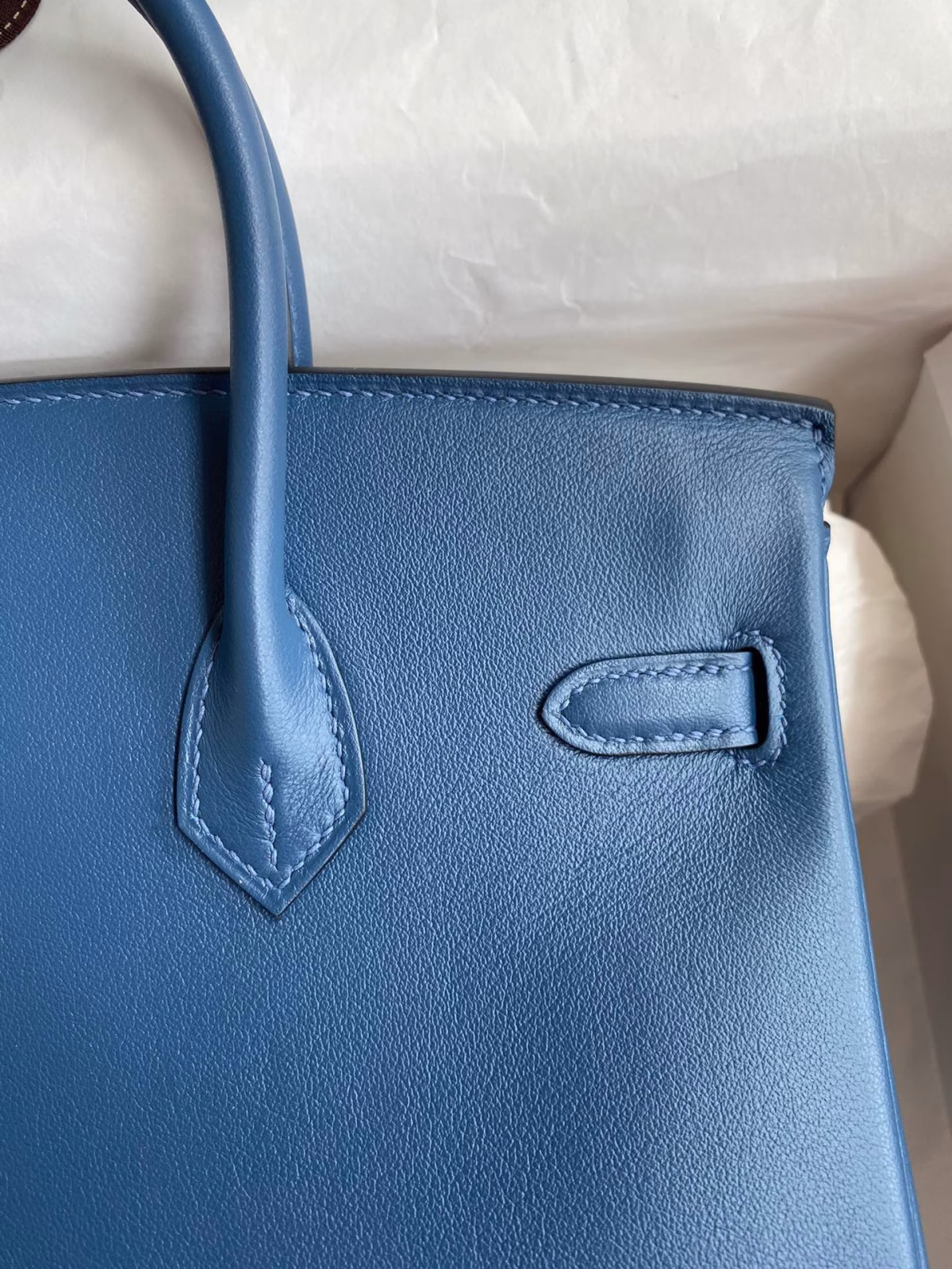 Hermes Birkin 25 Retourne Handmade Bag In Deep Blue Swift Calfskin - Image 8