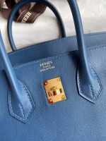Hermes Birkin 25 Retourne Handmade Bag In Deep Blue Swift Calfskin - Image 2