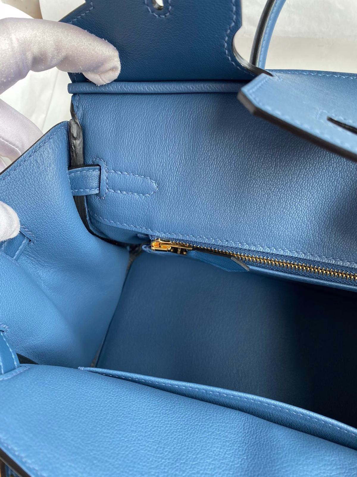 Hermes Birkin 25 Retourne Handmade Bag In Deep Blue Swift Calfskin - Image 5