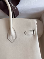 Hermes Birkin 25 Retourne Handmade Bag In Nata Swift Calfskin - Image 8