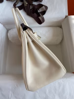 Hermes Birkin 25 Retourne Handmade Bag In Nata Swift Calfskin - Image 2