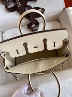 Hermes Birkin 25 Retourne Handmade Bag In Nata Swift Calfskin - Image 4