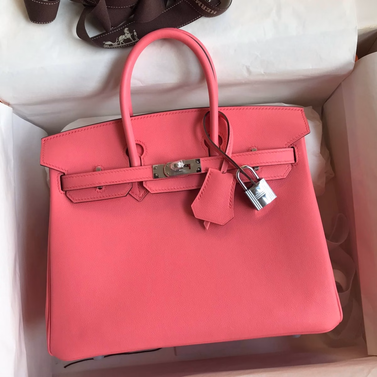 Hermes Birkin 25 Retourne Handmade Bag In Rose Lipstick Swift Calfskin - Image 1