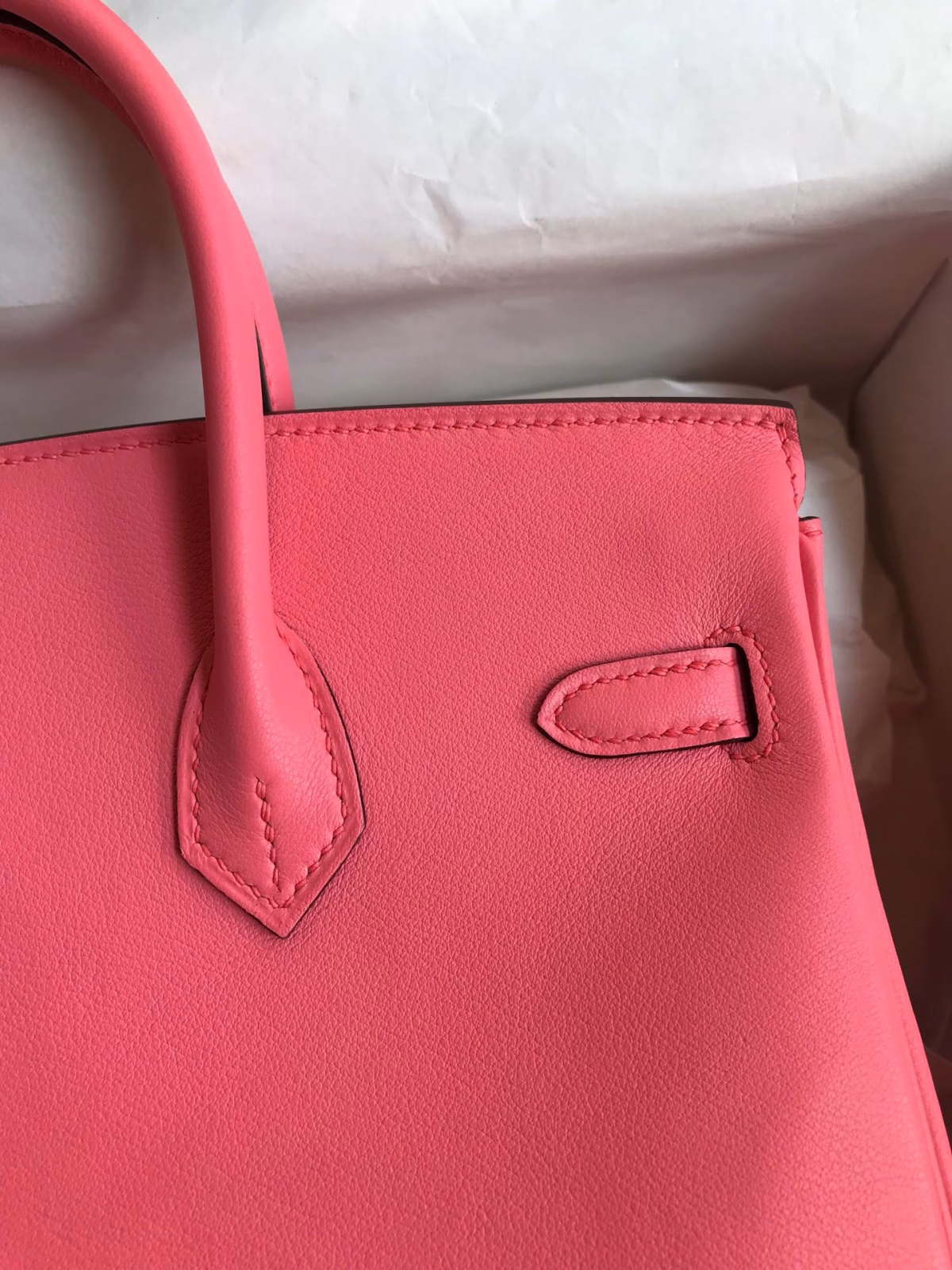 Hermes Birkin 25 Retourne Handmade Bag In Rose Lipstick Swift Calfskin - Image 2