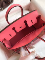 Hermes Birkin 25 Retourne Handmade Bag In Rose Lipstick Swift Calfskin - Image 4