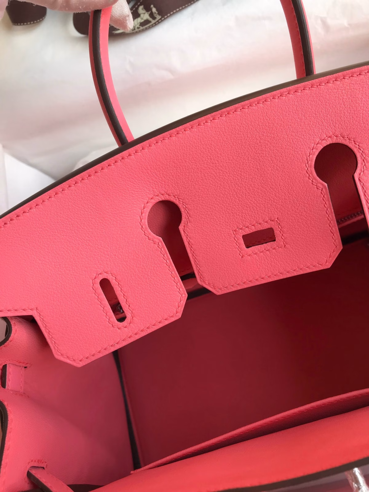 Hermes Birkin 25 Retourne Handmade Bag In Rose Lipstick Swift Calfskin - Image 5