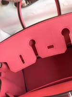 Hermes Birkin 25 Retourne Handmade Bag In Rose Lipstick Swift Calfskin - Image 5