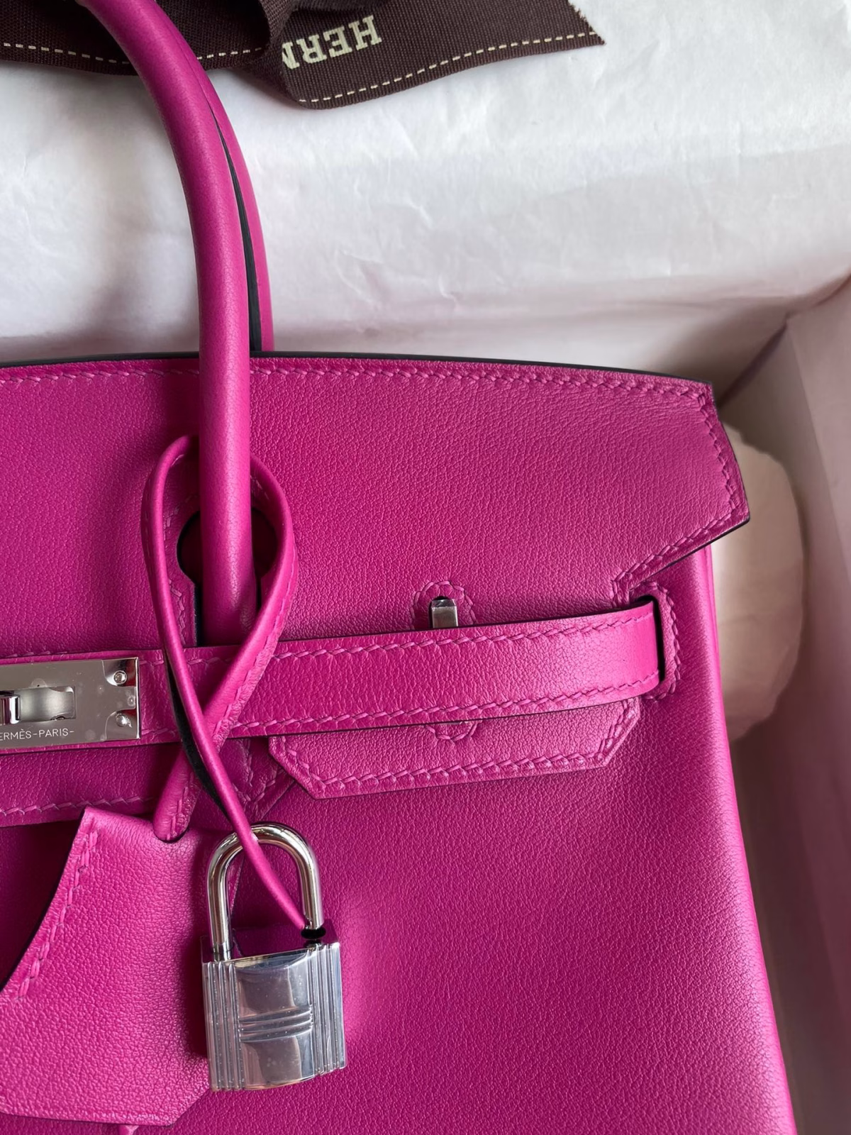 Hermes Birkin 25 Retourne Handmade Bag In Rose Purple Swift Calfskin - Image 3