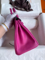 Hermes Birkin 25 Retourne Handmade Bag In Rose Purple Swift Calfskin - Image 4