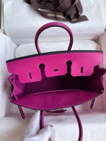 Hermes Birkin 25 Retourne Handmade Bag In Rose Purple Swift Calfskin - Image 5