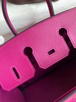 Hermes Birkin 25 Retourne Handmade Bag In Rose Purple Swift Calfskin - Image 8