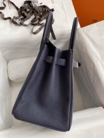 Hermes Birkin 30 Retourne Handmade Bag In Blue Nuit Clemence Leather - Image 9