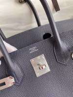 Hermes Birkin 30 Retourne Handmade Bag In Blue Nuit Clemence Leather - Image 2