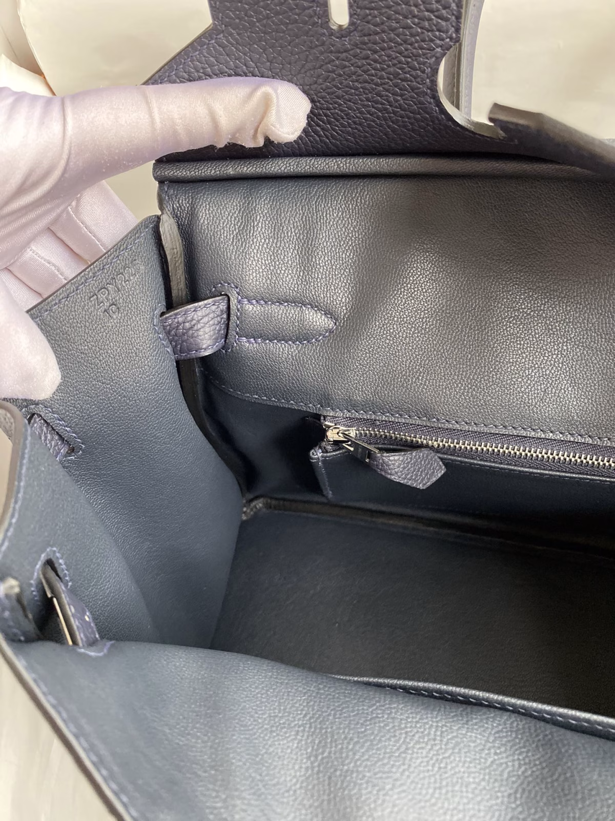 Hermes Birkin 30 Retourne Handmade Bag In Blue Nuit Clemence Leather - Image 4
