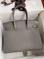 Hermes Birkin 30 Retourne Handmade Bag In Gris Meyer Clemence Leather - Image 7