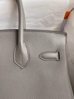 Hermes Birkin 30 Retourne Handmade Bag In Gris Meyer Clemence Leather - Image 3