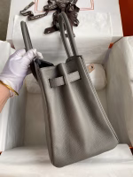 Hermes Birkin 30 Retourne Handmade Bag In Gris Meyer Clemence Leather - Image 9