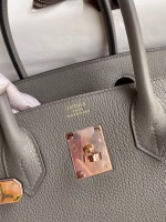 Hermes Birkin 30 Retourne Handmade Bag In Gris Meyer Clemence Leather - Image 8