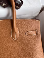 Hermes Birkin 30 Retourne Handmade Bag In Gold Clemence Leather - Image 8