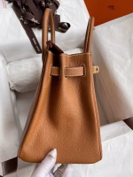 Hermes Birkin 30 Retourne Handmade Bag In Gold Clemence Leather - Image 9