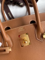 Hermes Birkin 30 Retourne Handmade Bag In Gold Clemence Leather - Image 2
