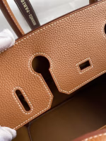 Hermes Birkin 30 Retourne Handmade Bag In Gold Clemence Leather - Image 4