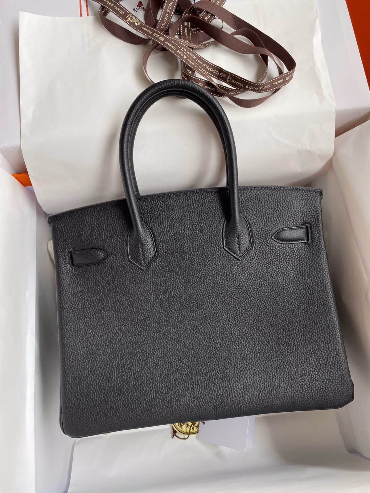 Hermes Birkin 30 Retourne Handmade Bag In Black Clemence Leather - Image 6