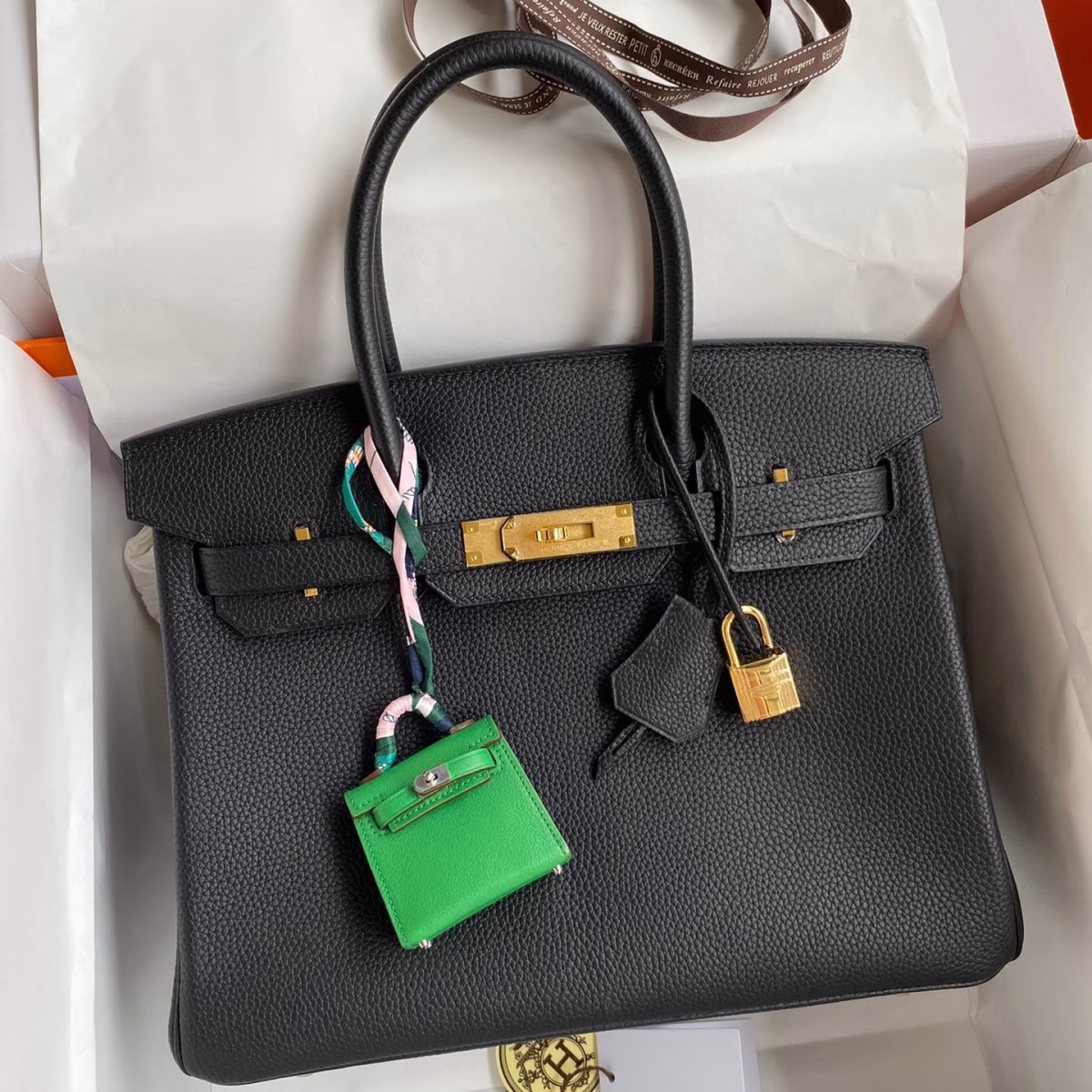 Hermes Birkin 30 Retourne Handmade Bag In Black Clemence Leather - Image 1