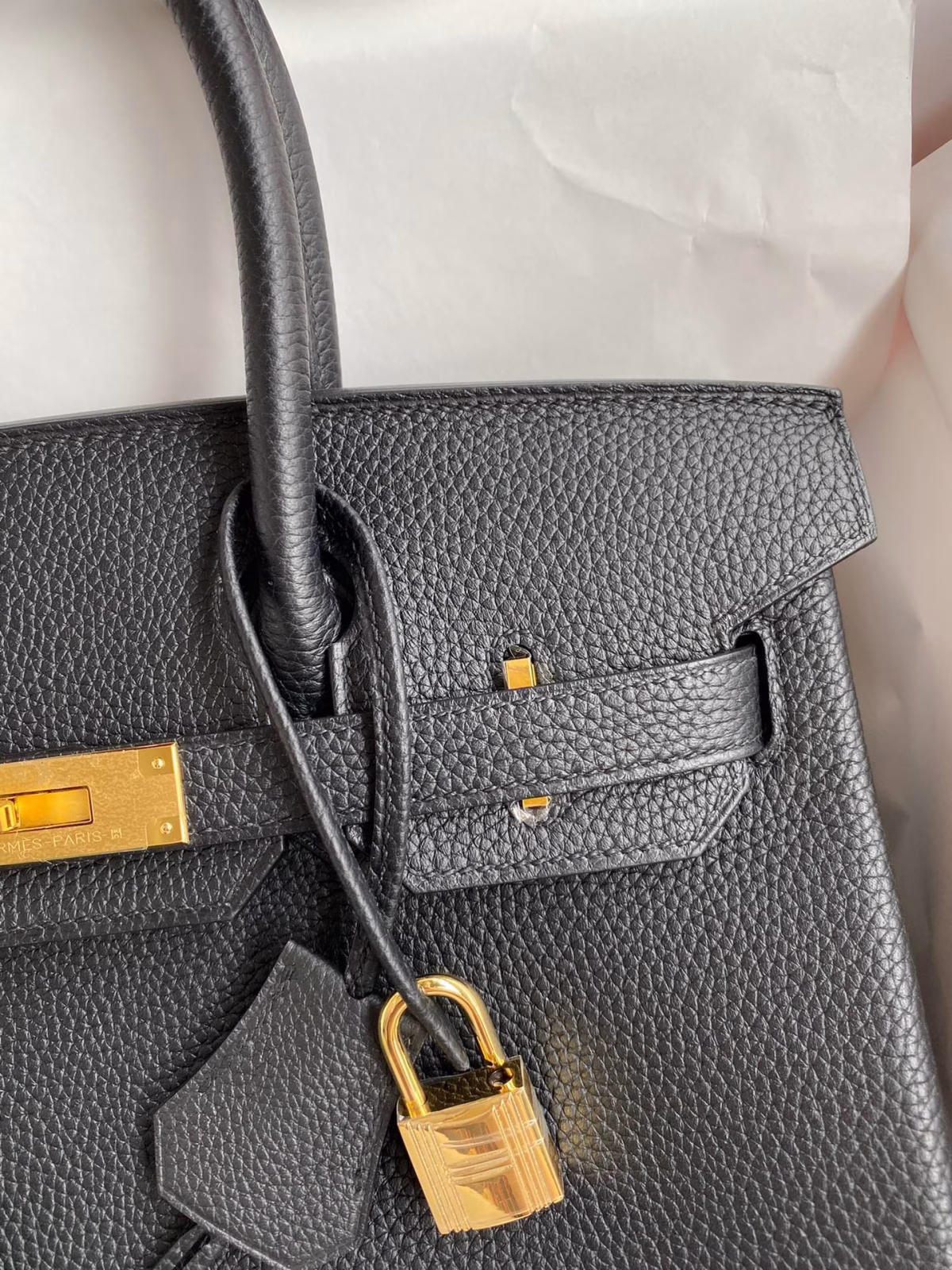 Hermes Birkin 30 Retourne Handmade Bag In Black Clemence Leather - Image 7