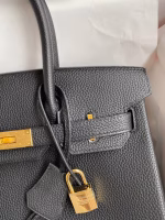Hermes Birkin 30 Retourne Handmade Bag In Black Clemence Leather - Image 7