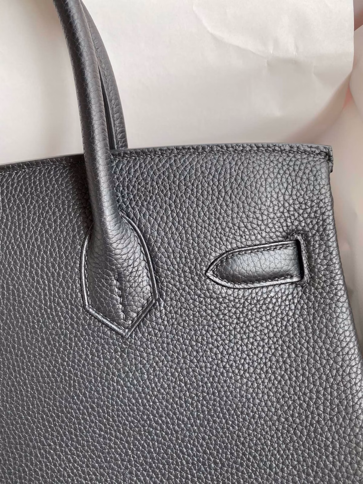 Hermes Birkin 30 Retourne Handmade Bag In Black Clemence Leather - Image 8