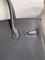 Hermes Birkin 30 Retourne Handmade Bag In Black Clemence Leather - Image 8