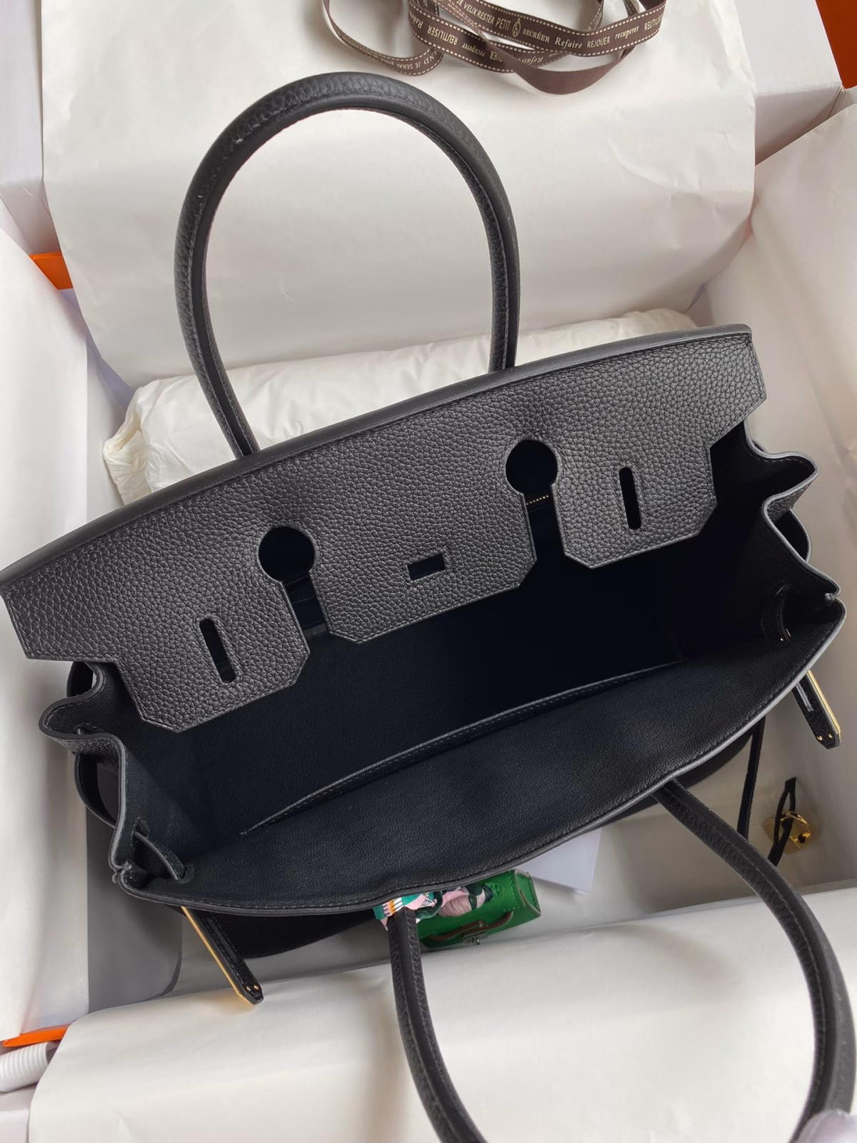 Hermes Birkin 30 Retourne Handmade Bag In Black Clemence Leather - Image 2