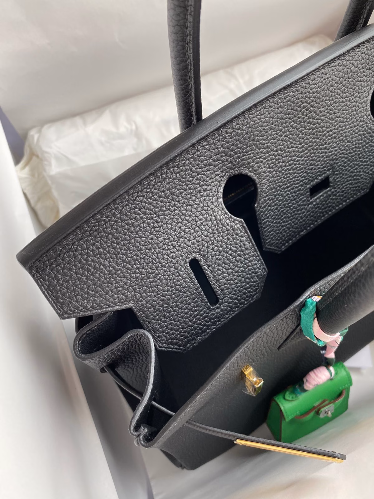 Hermes Birkin 30 Retourne Handmade Bag In Black Clemence Leather - Image 5