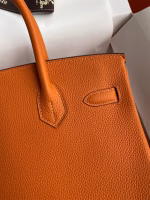 Hermes Birkin 30 Retourne Handmade Bag In Orange Clemence Leather - Image 7