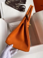 Hermes Birkin 30 Retourne Handmade Bag In Orange Clemence Leather - Image 2